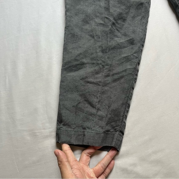 LEN OK grey linen elastic waist tapered leg cropped pants - Picture 2 of 5